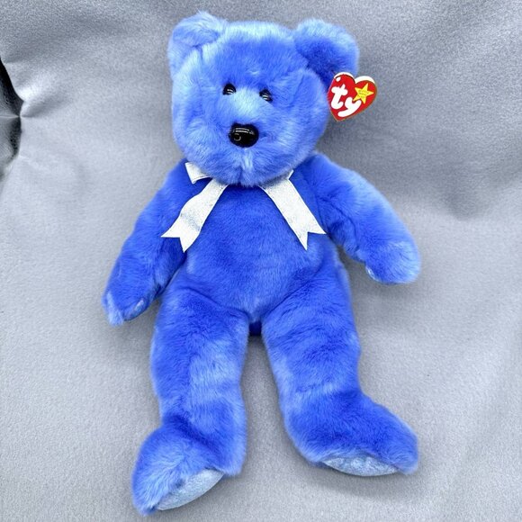 Ty Other - Clubby II Teddy Bear Blue Purple 1999 13" Vtg TY Beanie Buddy Plush Stuffed Toy